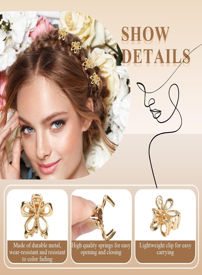 Aesnoun 12 Pack Small Gold Flower Hair Clips for Women Girls, Tiny Metal Claw Clips with Sparkling Floral Design, Nonslip Bangs Accessories, Cute Floral Hair Decorations, Mini Christmas Holiday Gift Set - Image 3